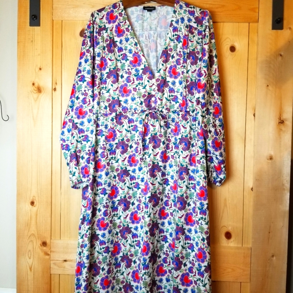 Summersalt Floral Cinch Waist Caftan Maxi Dress NWT